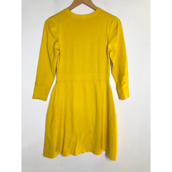 A.L.C. Hadley Dress Knit Long Sleeve Crewneck Mini Sheath Lemon Yellow Large - Picture 6 of 10